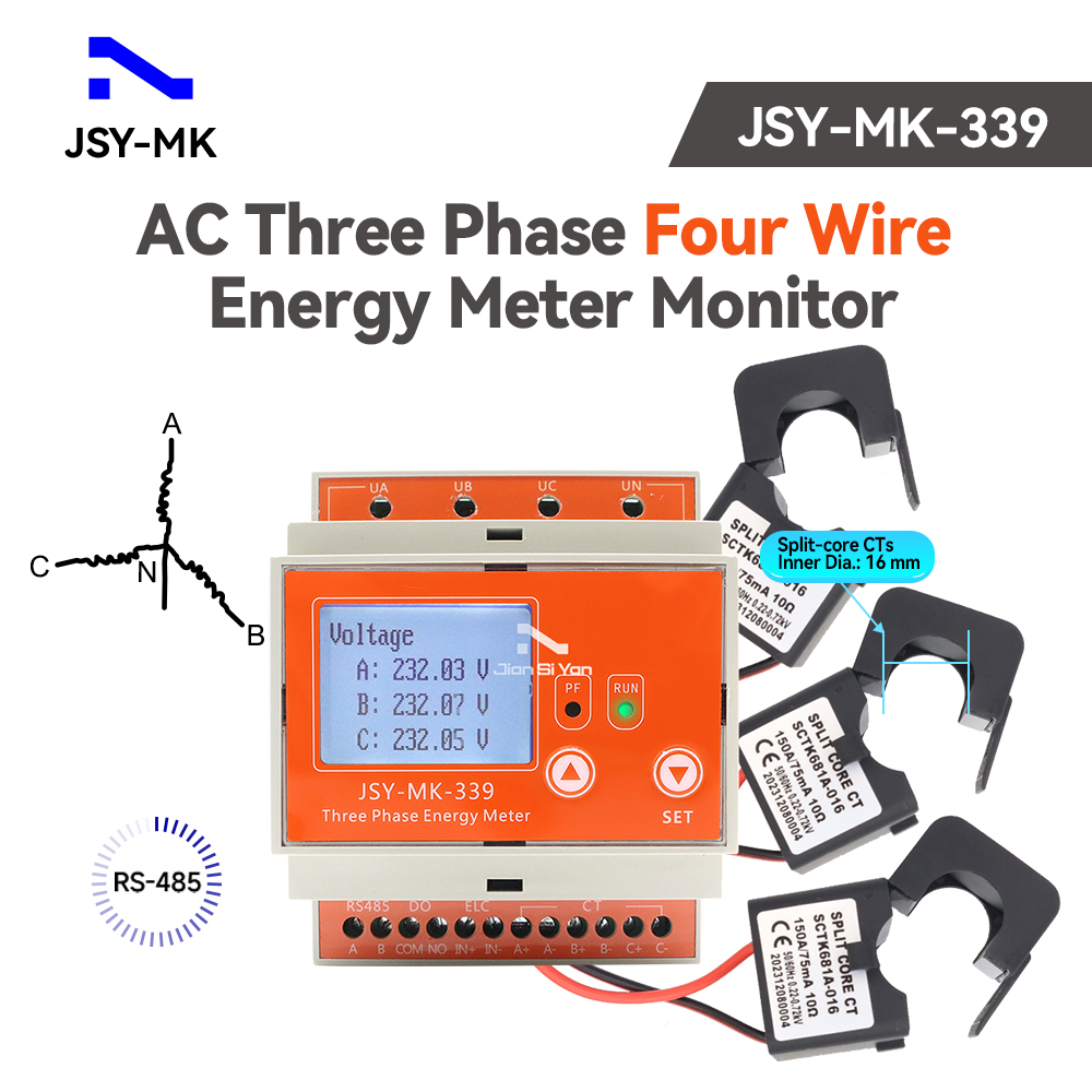 Energy Meter Bidirectional - JSY-MK-339 RS485 قياس ثنائي الاتجاه 150A