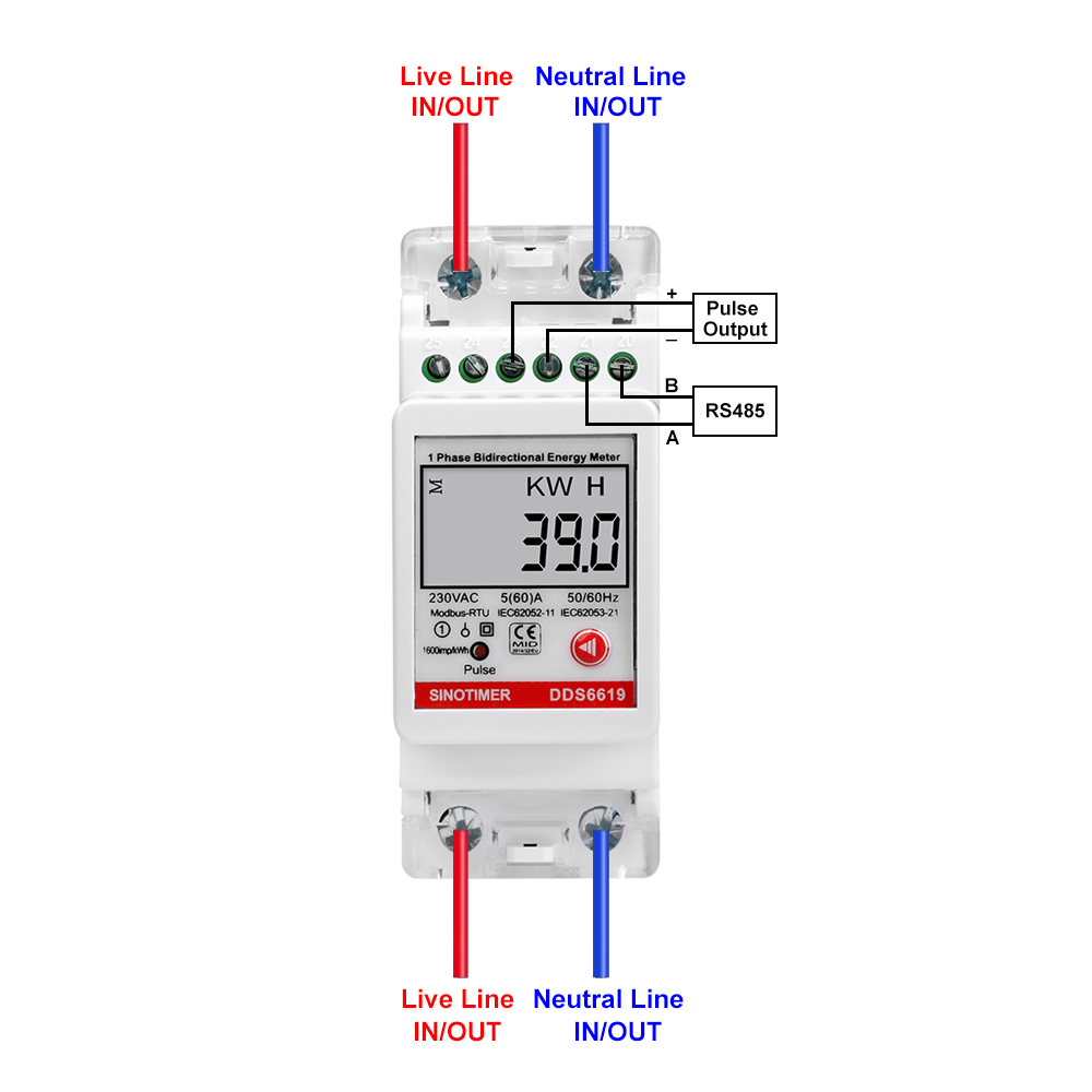 DDS6619-039 التيار المتناوب 23 - مراجعة Energy Meter Bidirectional وسعره